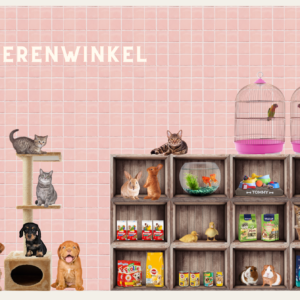 Dierenwinkel met honden, poezen en konijnen